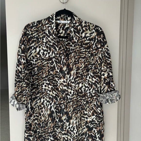 Zara Leopard Midi Dress, Size M - Picture 5 of 9